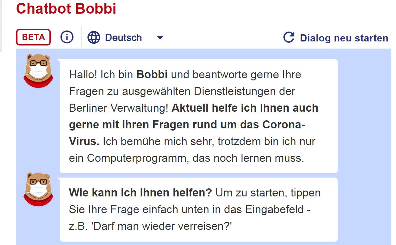 logo chatbot boobi. fragen zu Corona